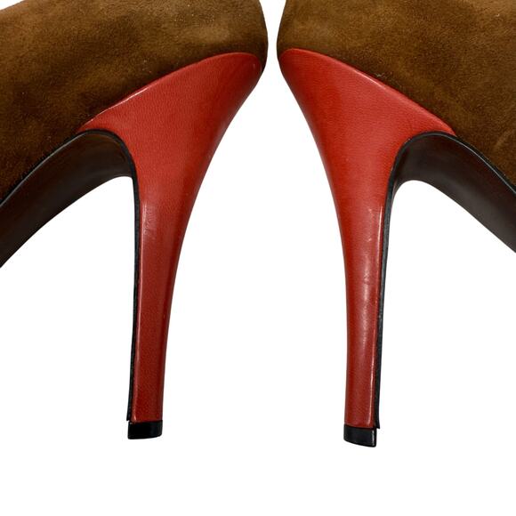 Enzo Angiolini Easmiles Brown Suede Coral Platform High Heel Pumps 6.5 - Picture 9 of 10